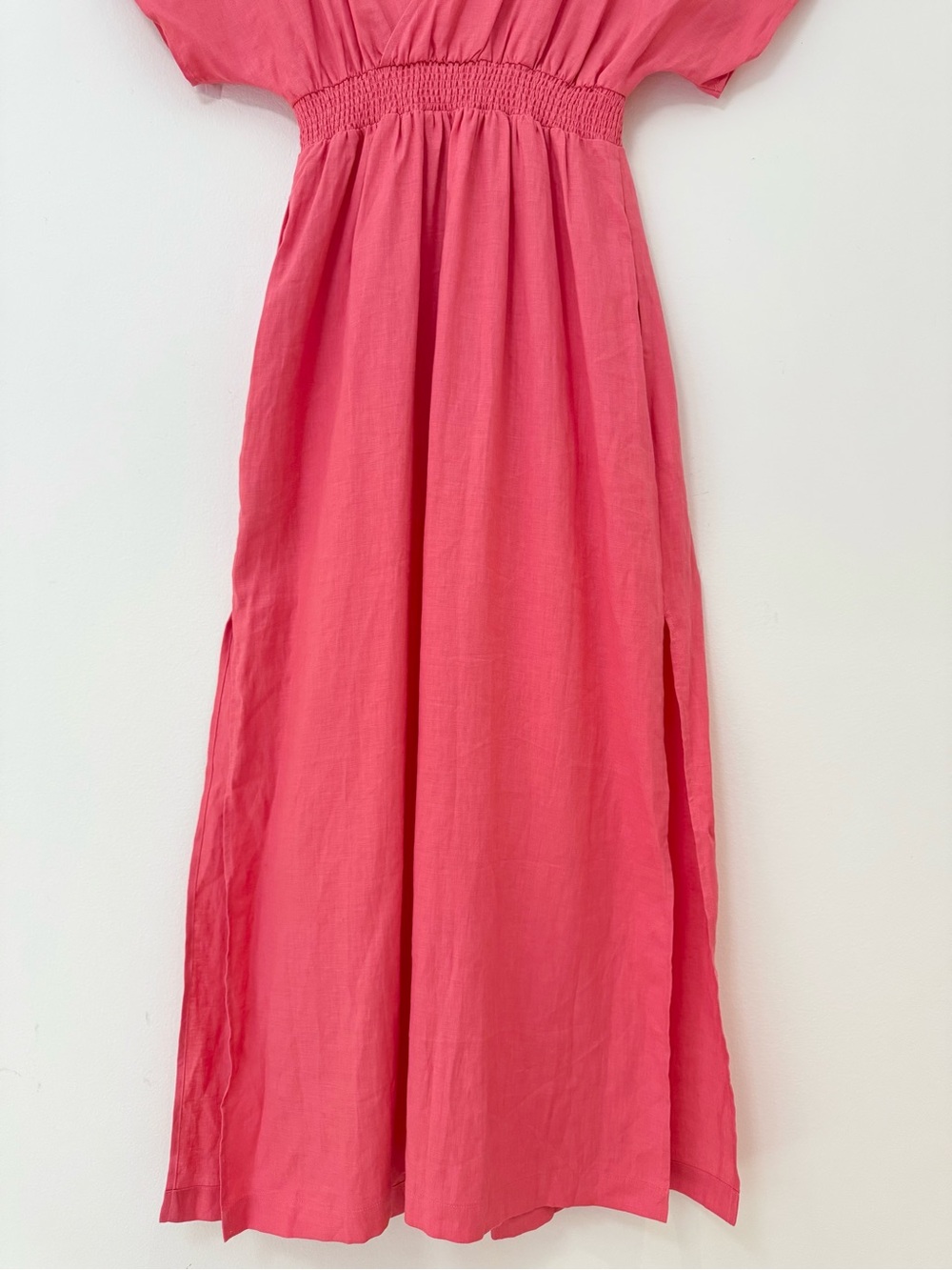 NWT Boden Coral Pink Linen Kaftan Maxi Dress in Coral Sunset, Size 6 - Picture 8 of 16
